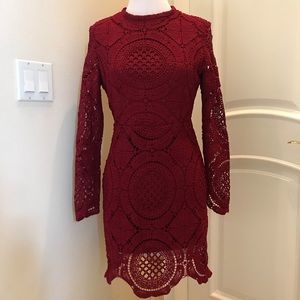 New with tag  Shinestar wine color crochet dress
